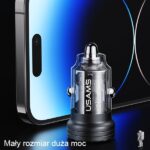 USAMS car charger C35 USB+USB-C 45W Fast Charge purple CC175CC02 (US-CC175) - imagine 4