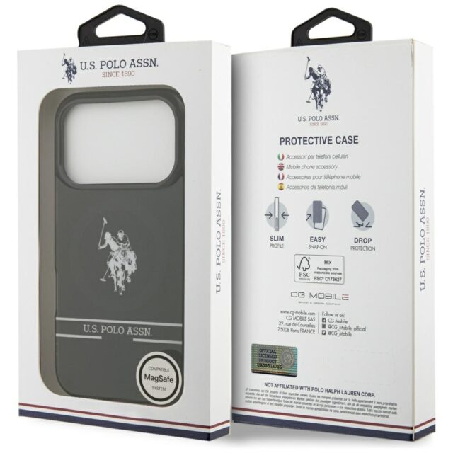 US Polo DH and Bottom Stripe Logo MagSafe Case for iPhone 17 Pro Black - imagine 8