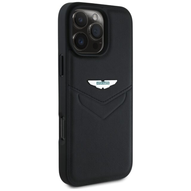 Case Aston Martin HC Leather Victory Design for iPhone 16 Pro Max black - imagine 4