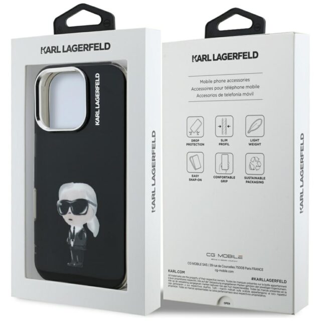 Case Karl Lagerfeld IML Aquarelle Karl   & Logo MagSafe for iPhone 16 Pro Max black - imagine 8