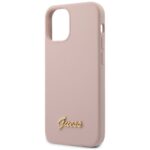 Guess GUHCP12SLSLMGLP iPhone 12 mini 5,4" light pink hardcase Silicone Script Gold Logo - imagine 3