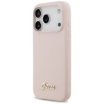 Case Guess Silicone Script Metal Logo MagSafe for iPhone 17 Pro pink - imagine 2