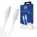 3MK Hyper Cable USB-C - USB-C 100W1.2m White cable