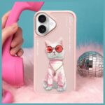 Nimmy case iPhone 16 6.1" pink Glasses Cool Cat - imagine 10
