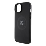 Mercedes MEHMP15S23RMMK iPhone 15 / 14 / 13 6.1" Black Hardcase Crossed Lines Pattern Leather MagSaf - imagine 5