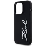 Case Karl Lagerfeld Silicone Metal Script Logo for iPhone 14 Pro black - imagine 6