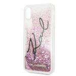 Karl Lagerfeld KLHCI65TRKSIGPI iPhone Xs Max pink hard case Signature Liquid Glitter Stars - imagine 4