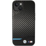 Case BMW BMHCP13MRPSLK iPhone 13 / 14 / 15 6.1" black hardcase Leather Debossed Lines - imagine 3