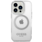 Guess GUHMP14LHTRMS iPhone 14 Pro 6,1" silver hard case Metal Outline Magsafe - imagine 3