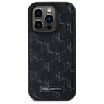 Karl Lagerfeld KLHMP15LPKHPORPK iPhone15 Pro 6.1" hardcase black Leather Monogram Metal Logo MagSafe - imagine 3