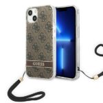 Guess GUOHCP14SH4STW iPhone 14 / 15 / 13 6.1" brown hardcase 4G Print Strap