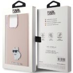 Karl Lagerfeld KLHCP15XSMHCNPP iPhone 15 Pro Max 6.7" pink Silicone Choupette Metal Pin - imagine 8