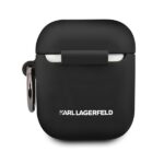 Karl Lagerfeld KLACCSILKHBK AirPods cover black Silicone Ikonik - imagine 3