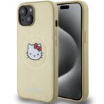 Hello Kitty HKHMP14SPGHCKD iPhone 14 /15 / 13 6.1" gold hardcase Leather Kitty Head MagSafe