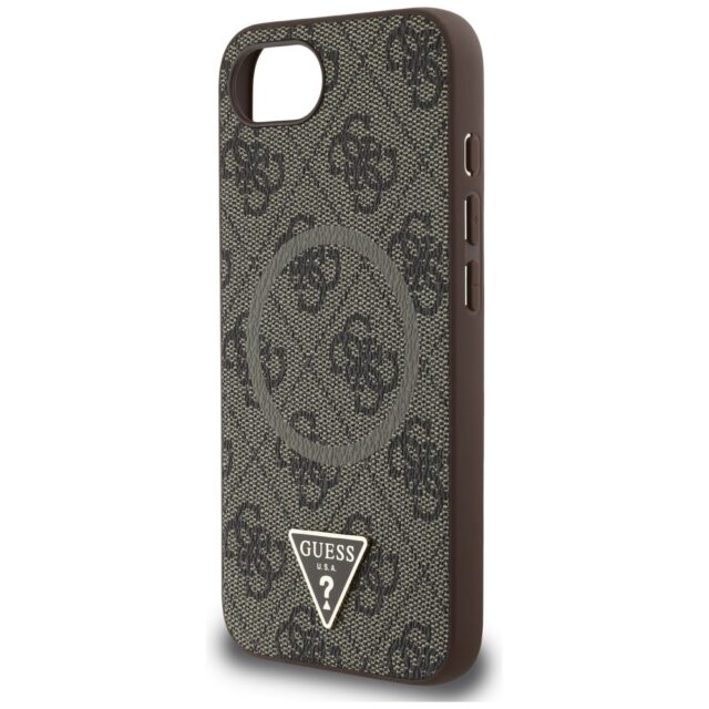 Case Guess 4G Ring Triangle Logo MagSafe for iPhone 16e brown - imagine 6