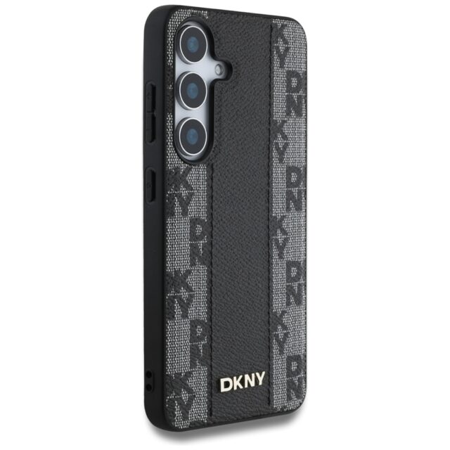 Case DKNY Leather Checkered Pattern MagSafe for Samsung Galaxy S25 black - imagine 4