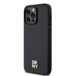 DKNY DKHMP14XPSHRPSK iPhone 14 Pro Max 6.7" black hardcase Leather Monogram Pattern Metal Logo M - imagine 2
