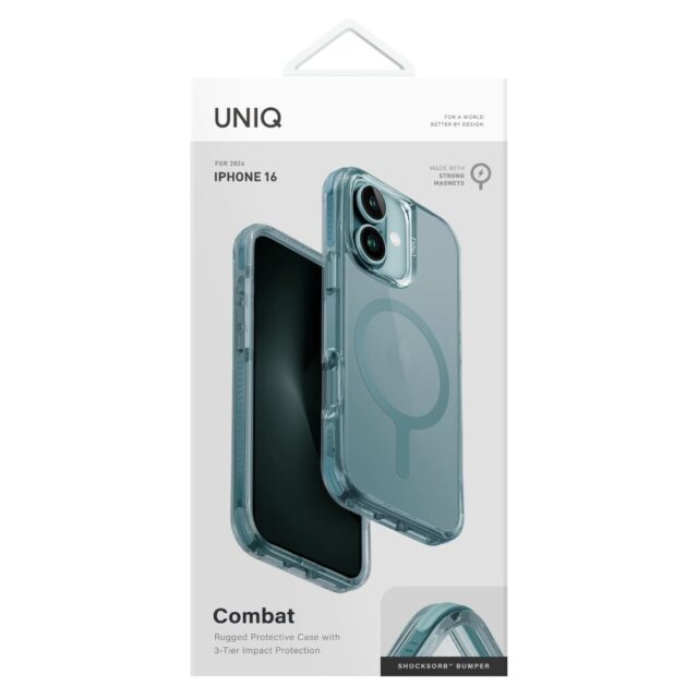 UNIQ Combat iPhone 16 6.1" case Magclick Charging green/teal green - imagine 6