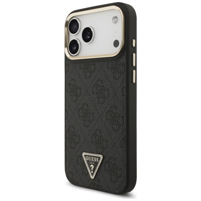 Case Guess 4G Triangle Logo MagSafe for iPhone 17 Pro Max black gold - imagine 2