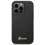 Guess GUHCP14LSLSMK iPhone 14 Pro 6,1" black hard case Silicone Vintage Gold Logo - imagine 3