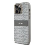 DKNY DKHCP14LPRTHSLE iPhone 14 Pro 6.1" beige hardcase Leather Mono Stripe & Metal Logo - imagine 2