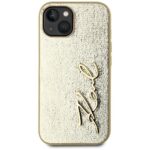 Case Karl Lagerfeld Wrinkled Metal Signature for iPhone 15 gold - imagine 3