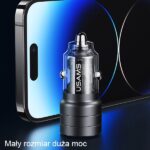 USAMS car charger C36 USB+USB-C 95W Fast Charge black CC176CC01 (US-CC176) - imagine 3