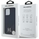 Case Karl Lagerfeld Silicone Shadow Metal Initial MagSafe for iPhone 15 Pro black - imagine 8
