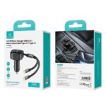 USAMS Car charger with retractable cable 2xUSB-C C41 PD 30W Fast Charge black/black CC220CC01 (US-CC - imagine 9