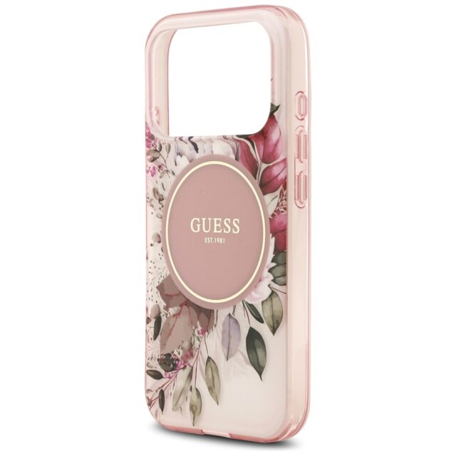 Guess IML Flower & Tonal Circle MagSafe Case for iPhone 17 Pro Pink - imagine 6