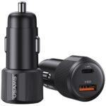 Car Charger USAMS YT Series CC283 60W 1xUSB-A 1xUSB-C black - imagine 2