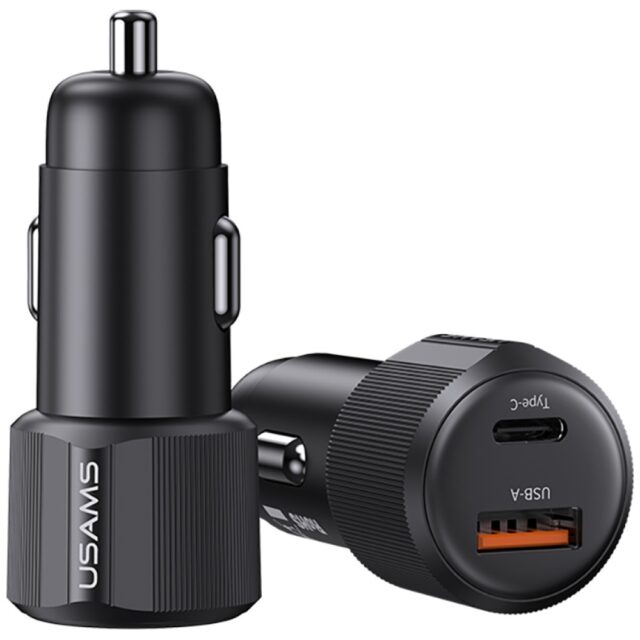 Car Charger USAMS YT Series CC283 60W 1xUSB-A 1xUSB-C black - imagine 2