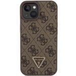 Guess GUHCP15SP4TDPW iPhone 15 / 14 / 13 6.1" brown hardcase Leather 4G Triangle Strass - imagine 3