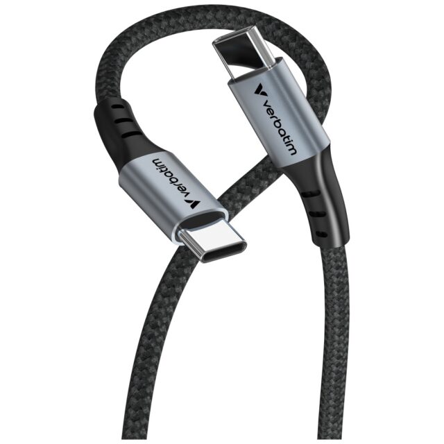 Cable Verbatim Sync & Charge USB-C to    USB-C QC PD 60W 120cm black 31845 - imagine 2