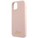 Guess GUHCP13MLSLMGLP iPhone 13 / 14 / 15 6.1" light pink hardcase Silicone Script Gold L - imagine 6