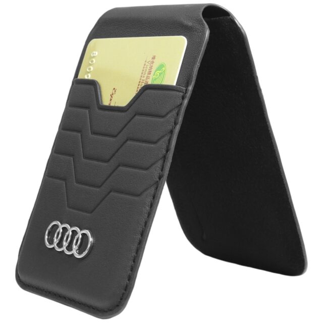 Audi Leather Wallet Card Slot Stand black MagSafe AU-MSCH-GT/D3-BK - imagine 4