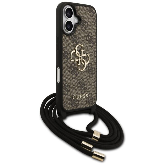 Case Guess 4G Big Logo Cord Stap         Crossbody for iPhone 17 brown - imagine 3