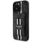 Case Guess 4G Stripes with wallet Magsafe for iPhone 16 Pro Max black