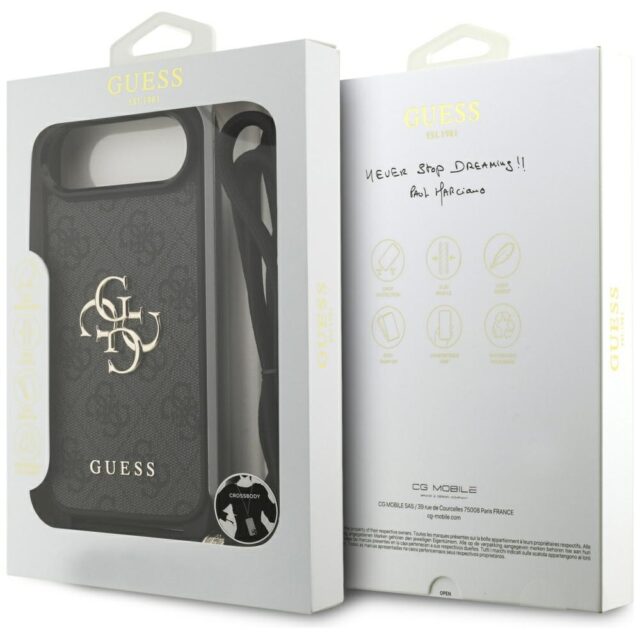 Case Guess 4G Big Logo Cord Stap         Crossbody for iPhone Air black - imagine 7