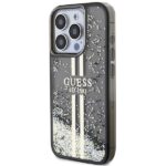 Guess GUHCP15LLFCSEGK iPhone 15 Pro 6.1" black hardcase Liquid Glitter Gold Stripes - imagine 2