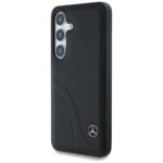 Mercedes Leather Curved Stitches Case for Samsung Galaxy S25 Black - imagine 2