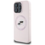 Case Karl Lagerfeld Silicone Double Heads And Circle MagSafe for iPhone 16 Pro Max pink - imagine 2