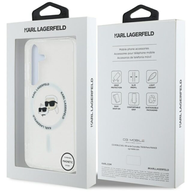 Case Karl Lagerfeld Button Karl & Choupette Heads Printed Logo MagSafe for Samsung Galaxy S25+ - imagine 8
