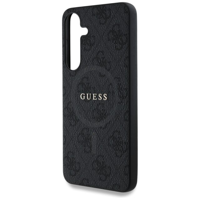Case Guess Leather 4G Colored Ring Classic Logo MagSafe Samsung Galaxy S25+ black - imagine 6