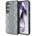Case DKNY Leather Checkered Pattern MagSafe for Samsung Galaxy S25 taupe