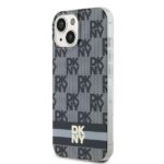 DKNY DKHMP14SHCPTSK iPhone 14 / 15 / 13 6.1 inch black hardcase IML Checkered Mono Pattern & Printed - imagine 2