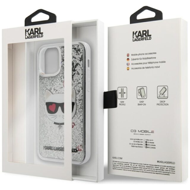 Karl Lagerfeld KLHCP12LLCGLSL iPhone 12 Pro Max 6,7" silver hardcase Liquid Glitter Choupette - imagine 6