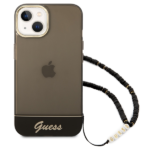 Guess GUHCP14MHGCOHK iPhone 14 Plus / 15 Plus 6.7" black hardcase Translucent Pearl Strap - imagine 2