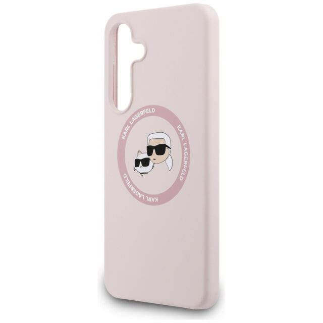 Case Karl Lagerfeld Silicone Karl&Choupette Heads MagSafe for Samsung Galaxy S25 FE pink - imagine 6