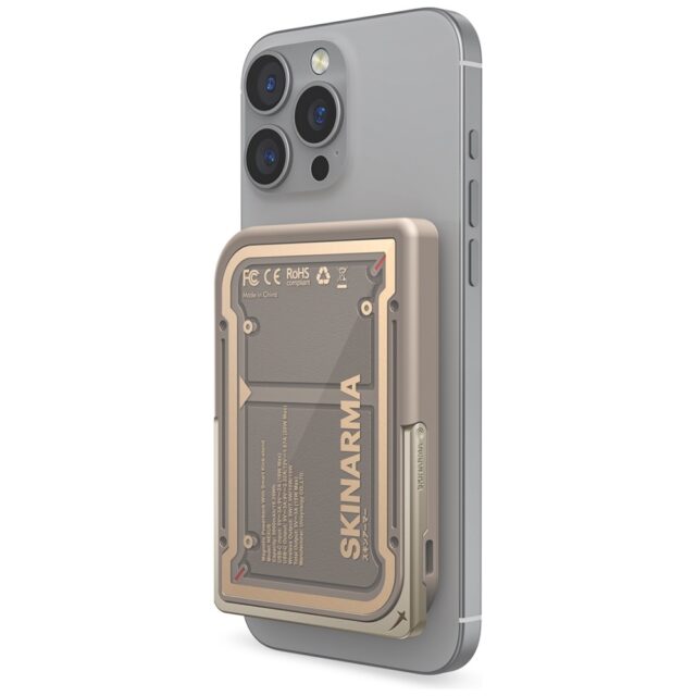 Powerbank Skinarma Nexus Mecha Magnetic  Kick-Stand 5000mAh 20W PD USB-C MagSafe gold - imagine 2